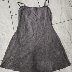 Chic Gray Spaghetti Strap Mini Dress